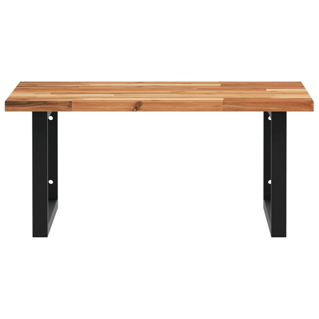 væghængt badeværelseshylde stål og massivt akacietræ