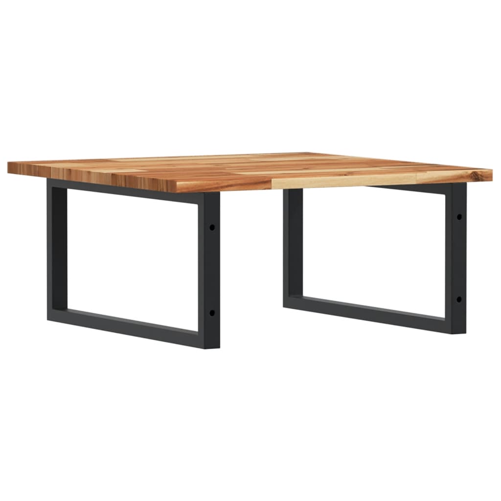 væghængt badeværelseshylde stål og massivt akacietræ