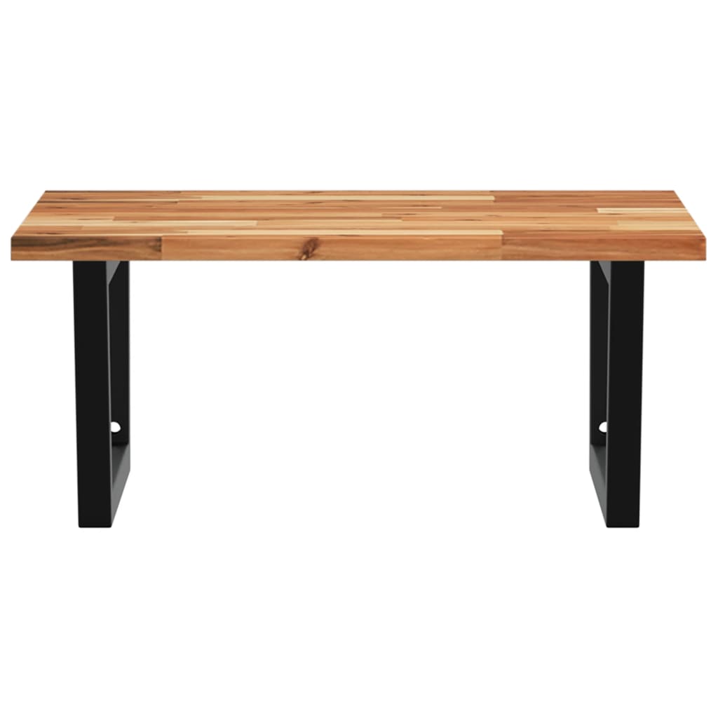 væghængt badeværelseshylde stål og massivt akacietræ