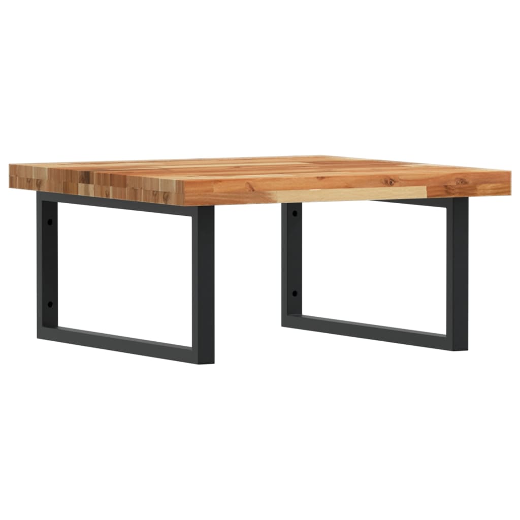 væghængt badeværelseshylde stål og massivt akacietræ