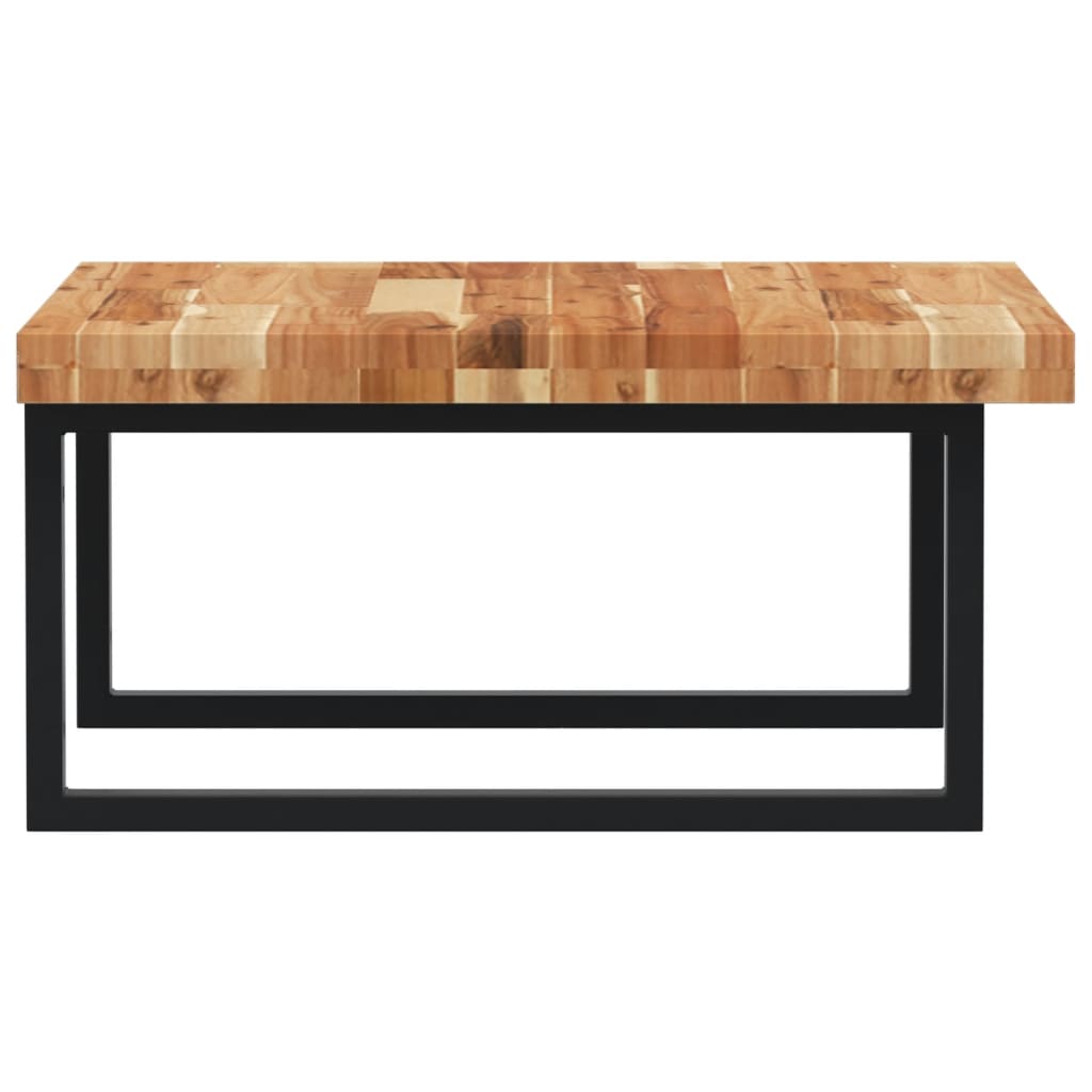 væghængt badeværelseshylde stål og massivt akacietræ