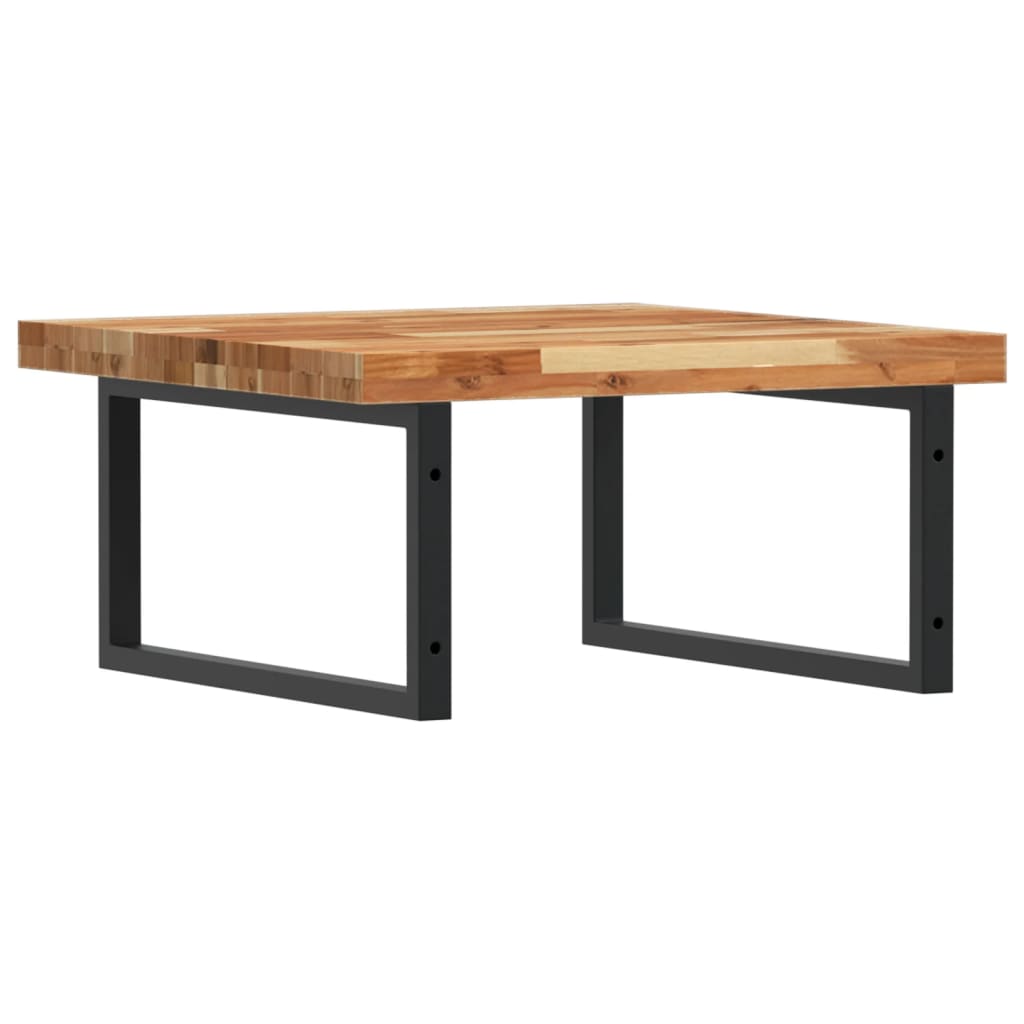 væghængt badeværelseshylde stål og massivt akacietræ