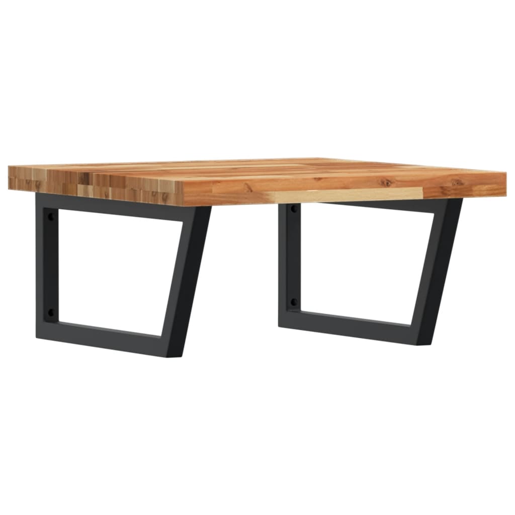 væghængt badeværelseshylde stål og massivt akacietræ