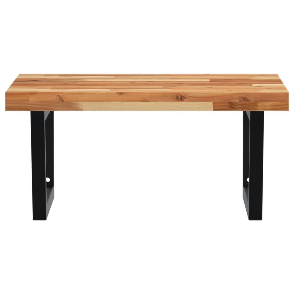 væghængt badeværelseshylde stål og massivt akacietræ