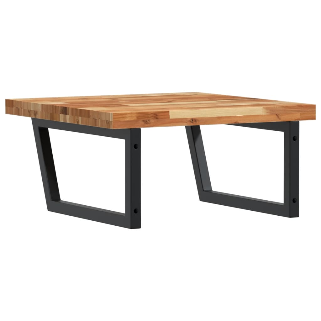 væghængt badeværelseshylde stål og massivt akacietræ