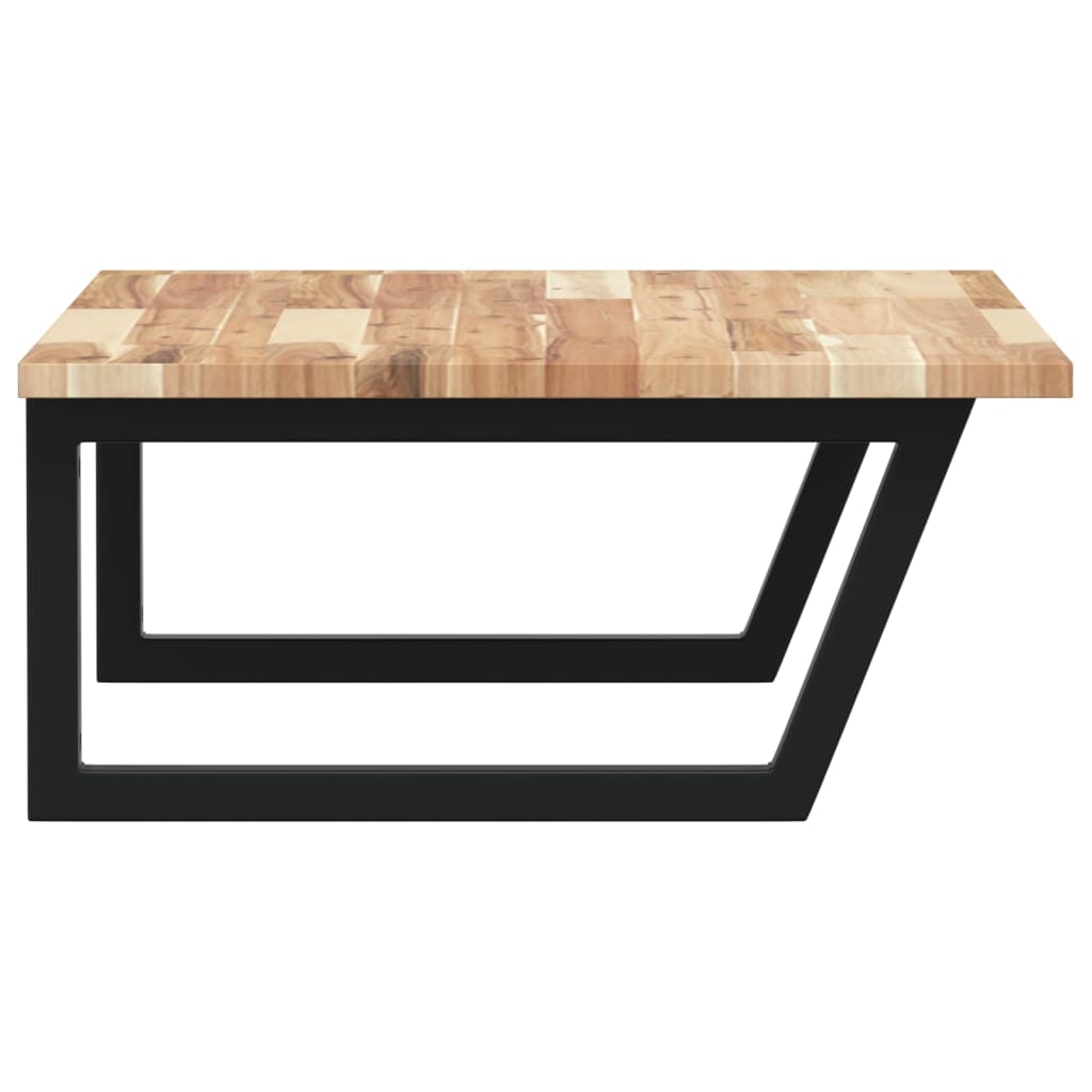 væghængt badeværelseshylde stål og massivt akacietræ