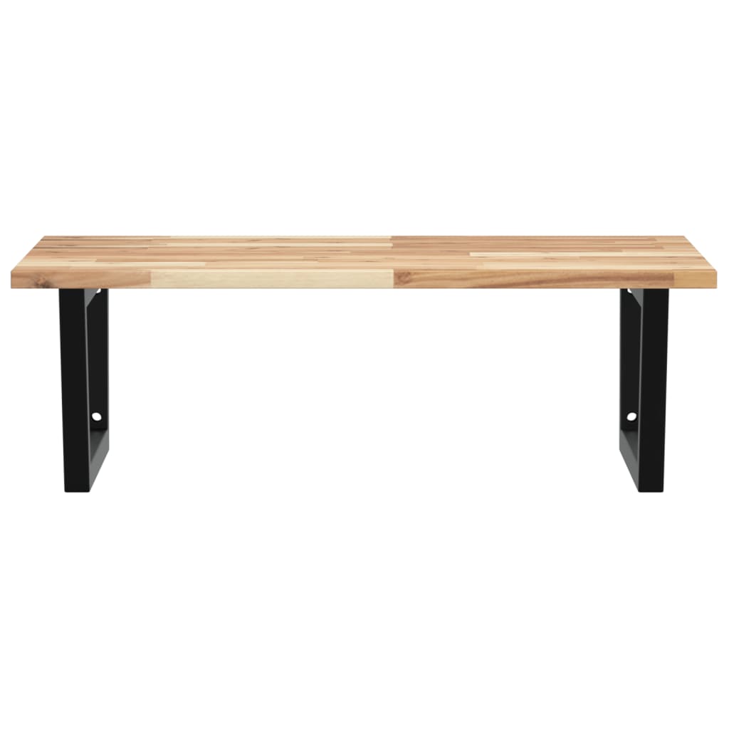 væghængt badeværelseshylde stål og massivt akacietræ