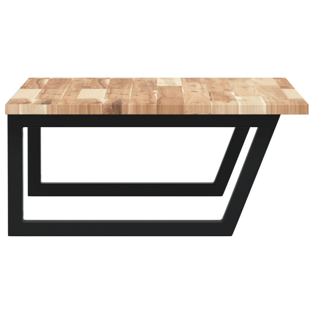 væghængt badeværelseshylde stål og massivt akacietræ