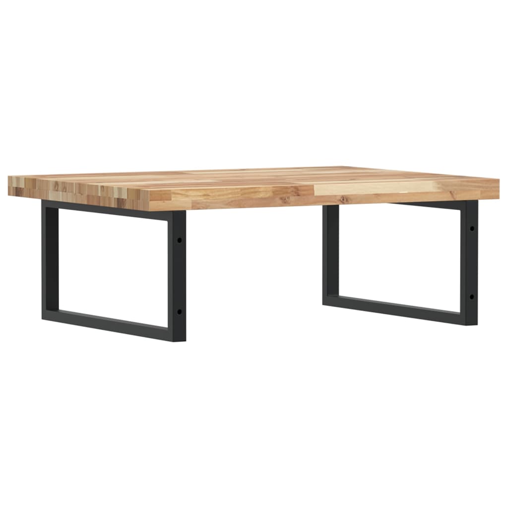 væghængt badeværelseshylde stål og massivt akacietræ