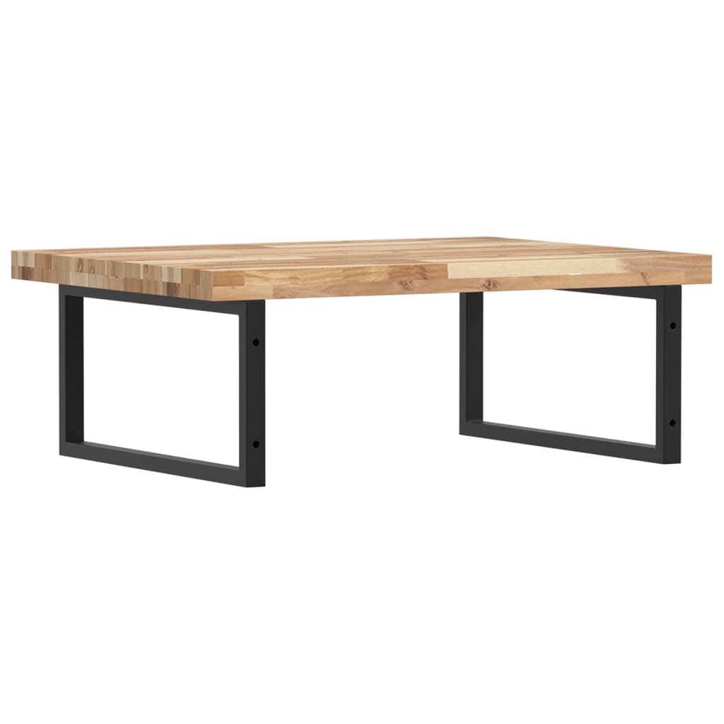 væghængt badeværelseshylde stål og massivt akacietræ