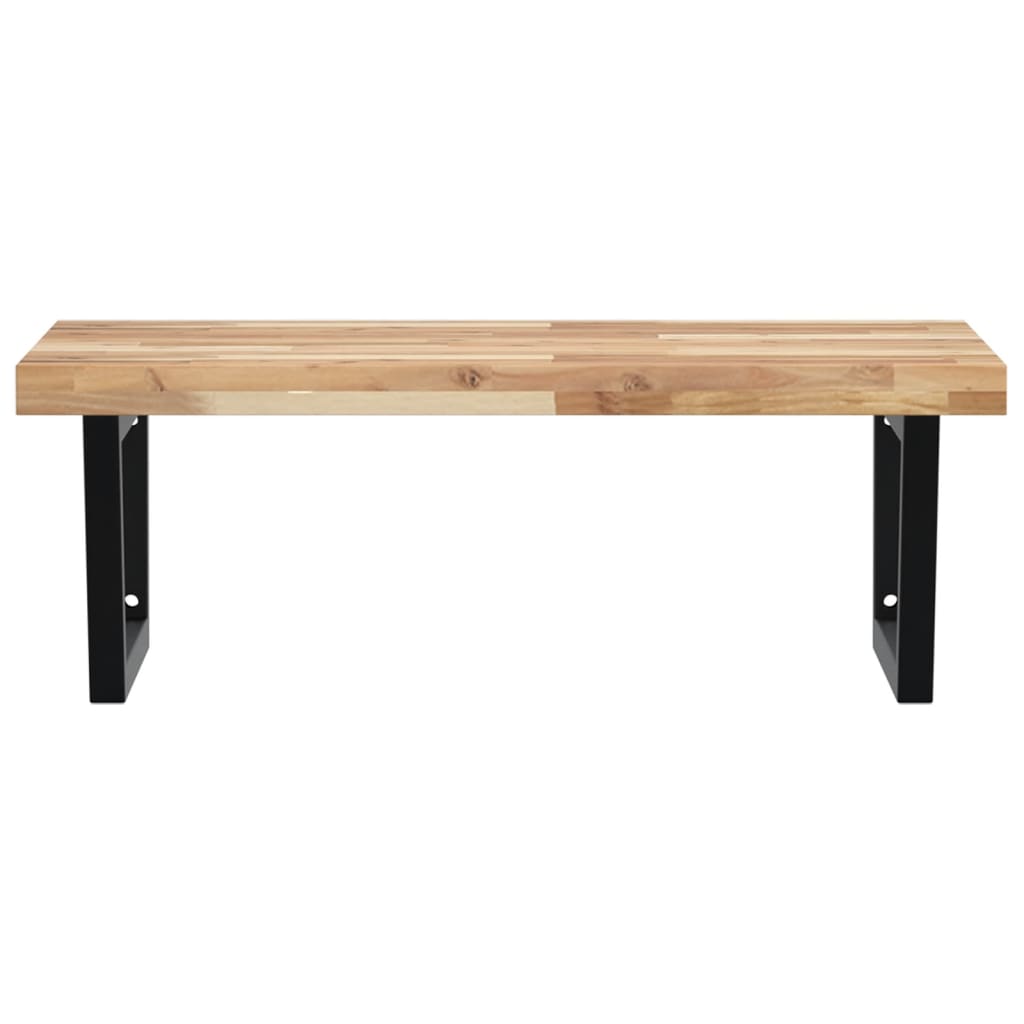 væghængt badeværelseshylde stål og massivt akacietræ