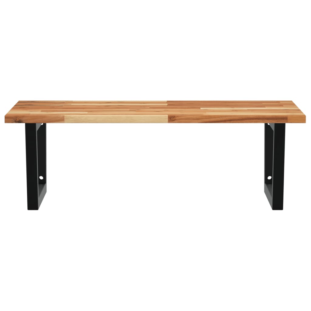 væghængt badeværelseshylde stål og massivt akacietræ