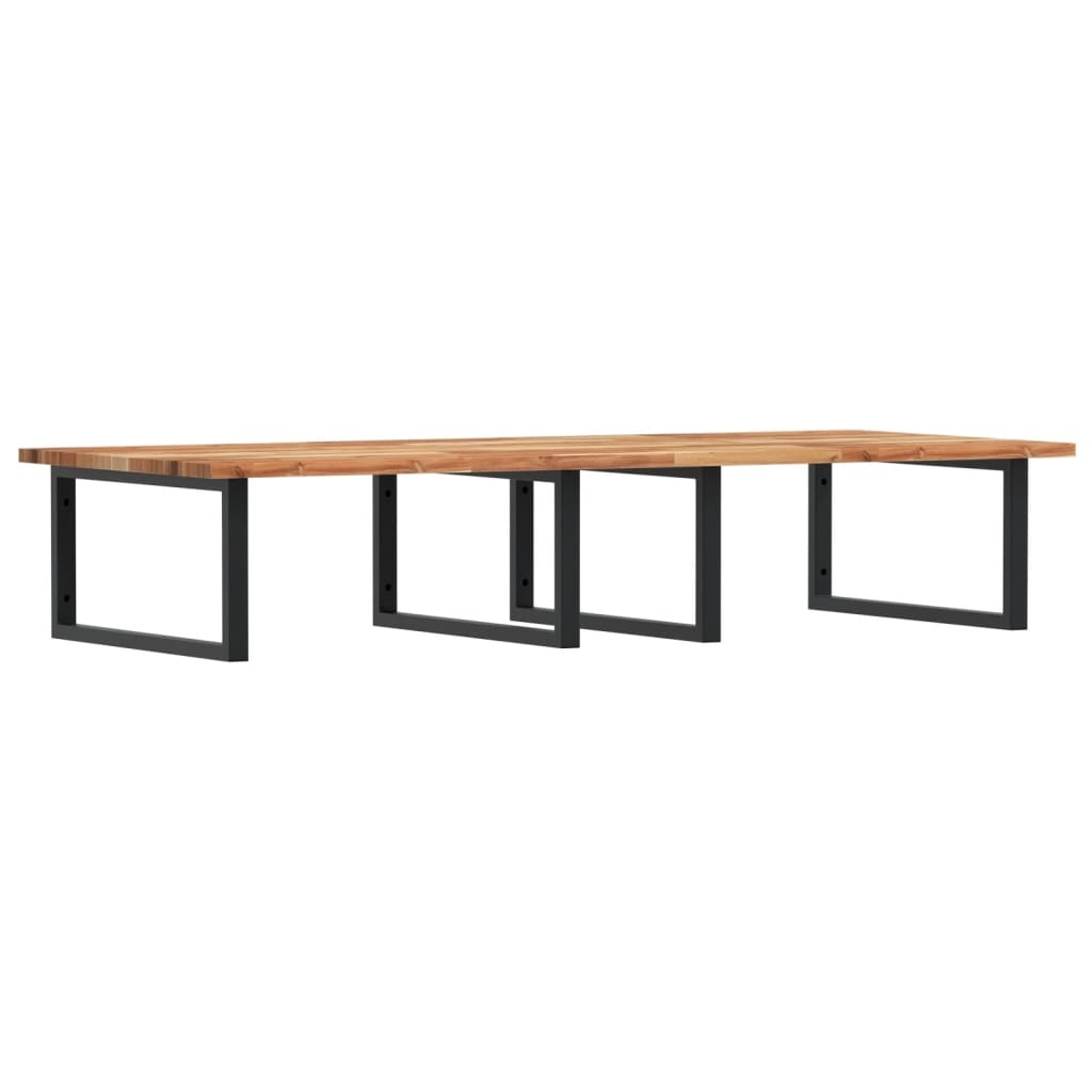 væghængt badeværelseshylde stål og massivt akacietræ