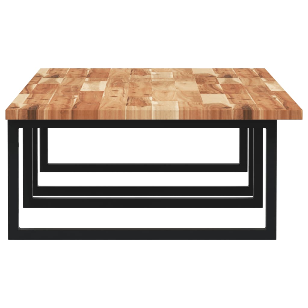 væghængt badeværelseshylde stål og massivt akacietræ