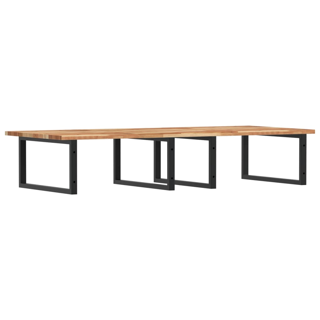 væghængt badeværelseshylde stål og massivt akacietræ