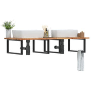 væghængt badeværelseshylde stål og massivt akacietræ