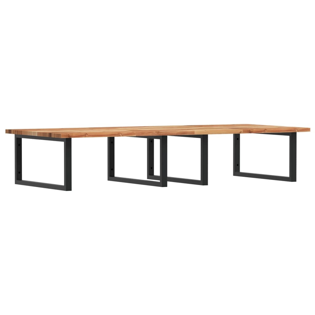 væghængt badeværelseshylde stål og massivt akacietræ