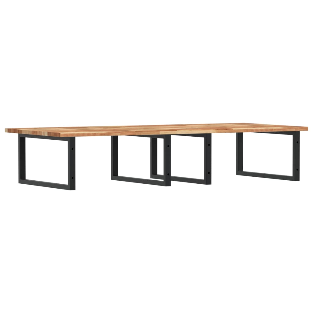 væghængt badeværelseshylde stål og massivt akacietræ