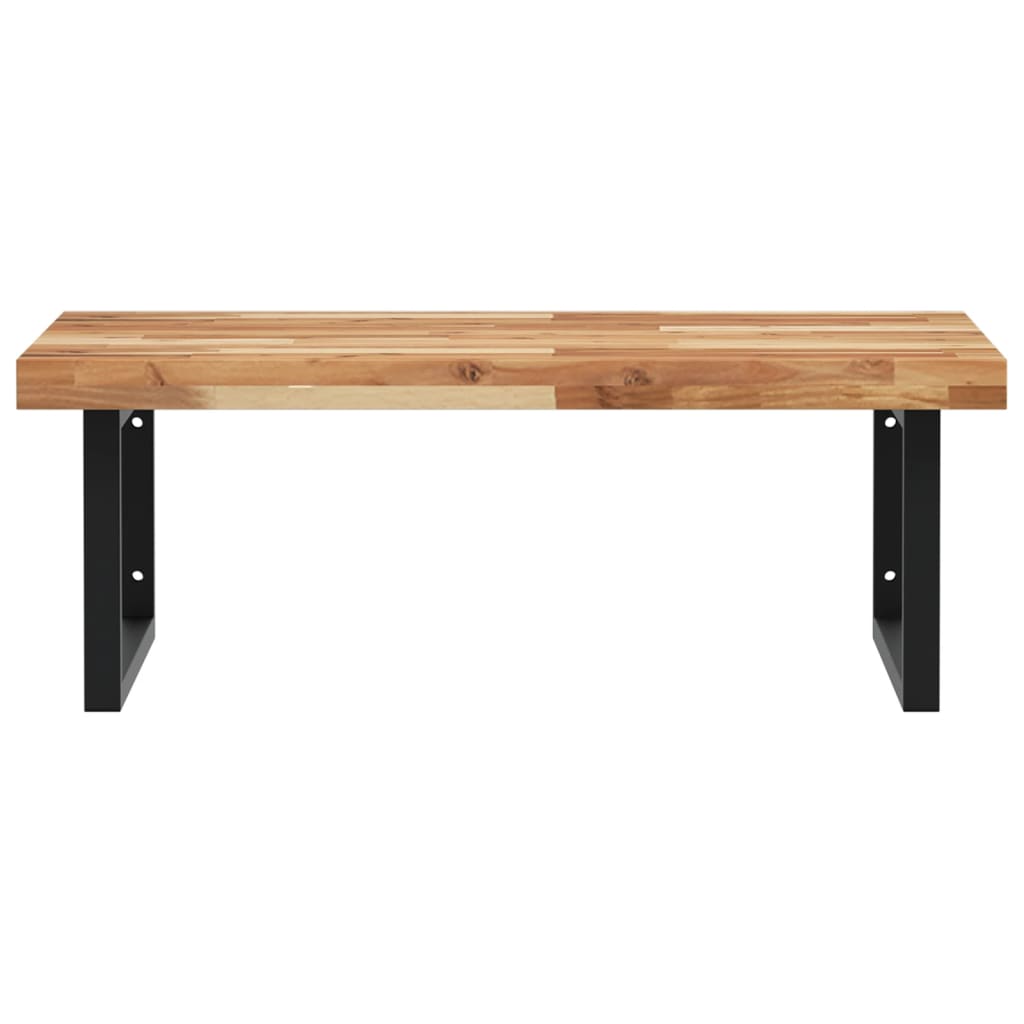 væghængt badeværelseshylde stål og massivt akacietræ