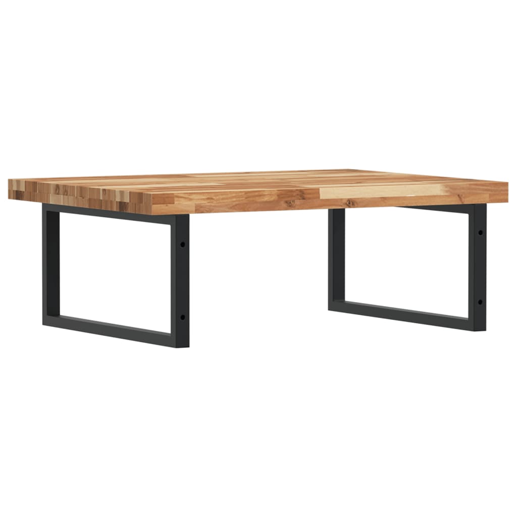 væghængt badeværelseshylde stål og massivt akacietræ