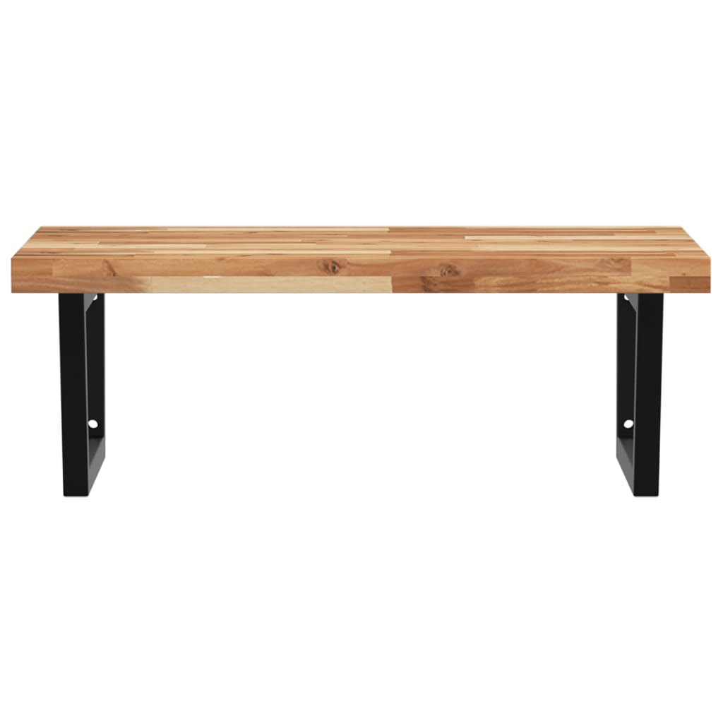 væghængt badeværelseshylde stål og massivt akacietræ