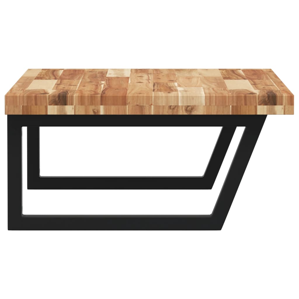 væghængt badeværelseshylde stål og massivt akacietræ