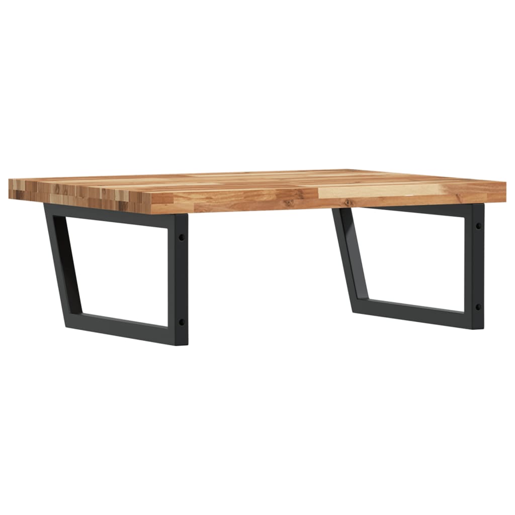 væghængt badeværelseshylde stål og massivt akacietræ