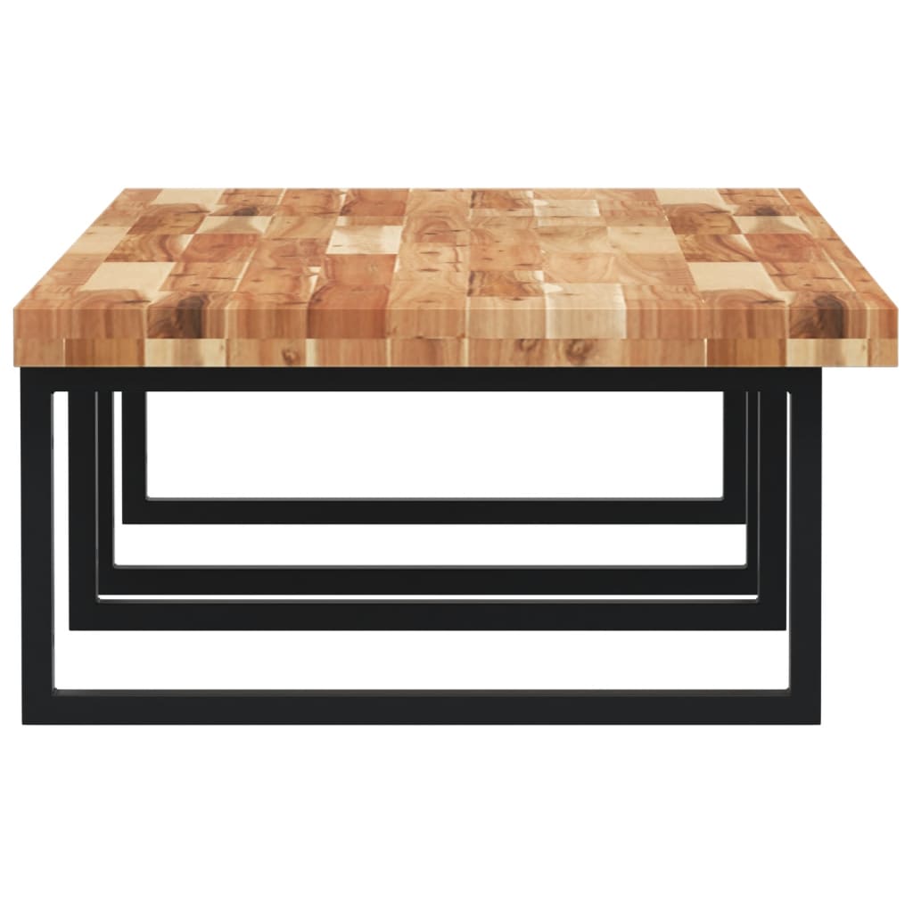 væghængt badeværelseshylde stål og massivt akacietræ