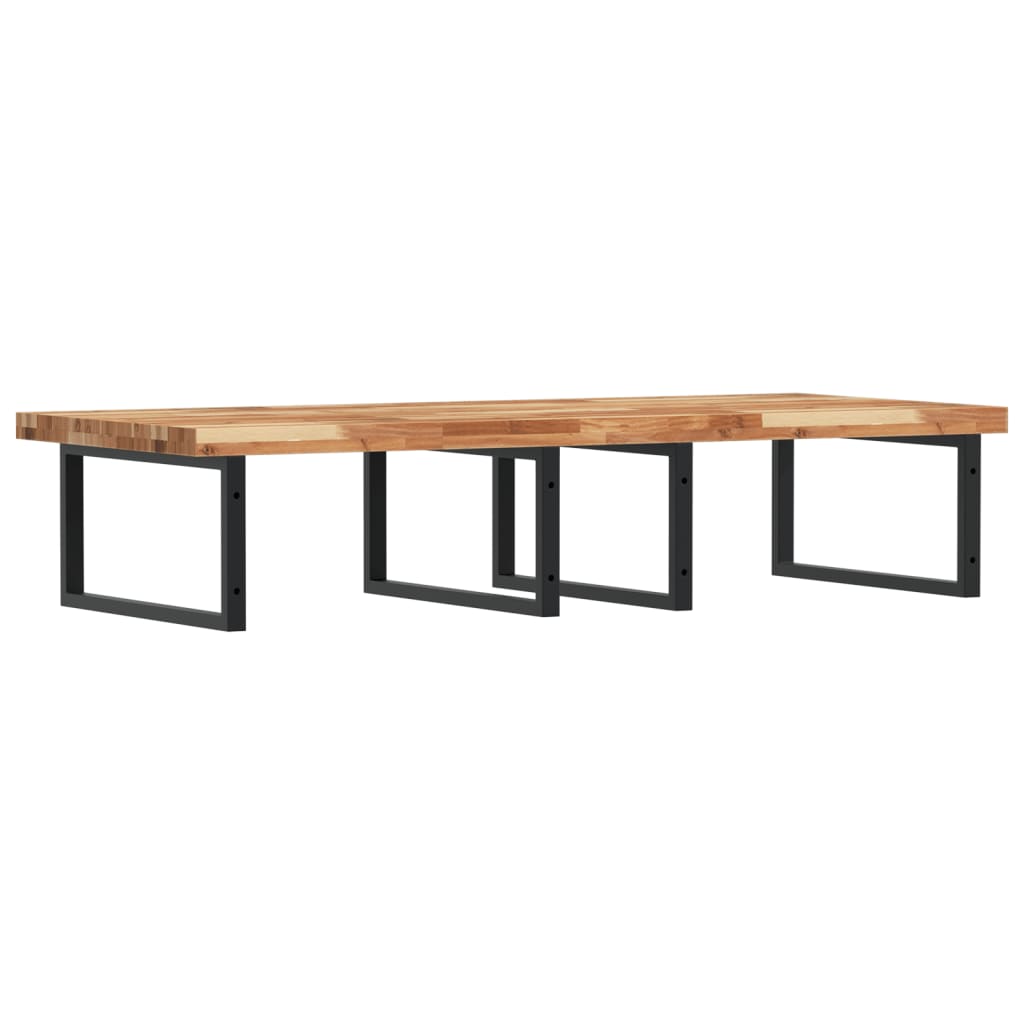 væghængt badeværelseshylde stål og massivt akacietræ