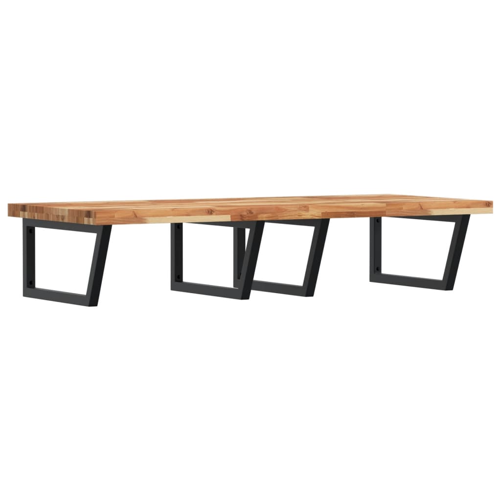 væghængt badeværelseshylde stål og massivt akacietræ