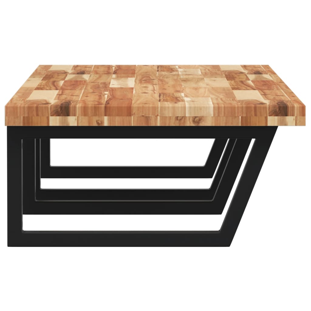 væghængt badeværelseshylde stål og massivt akacietræ