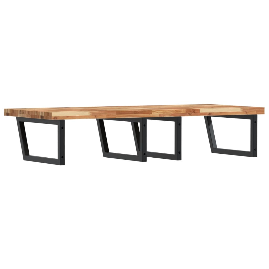 væghængt badeværelseshylde stål og massivt akacietræ