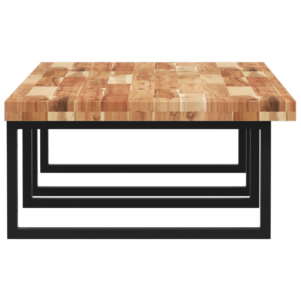 væghængt badeværelseshylde stål og massivt akacietræ