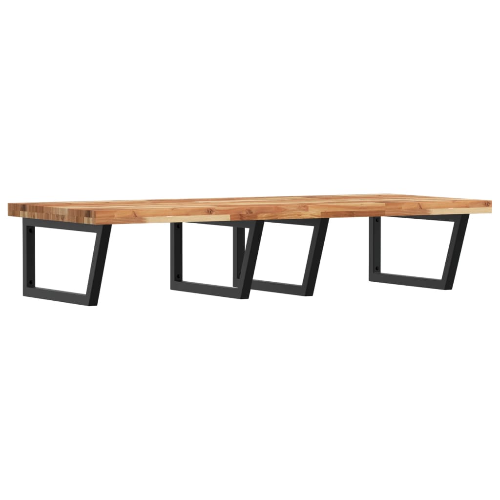 væghængt badeværelseshylde stål og massivt akacietræ