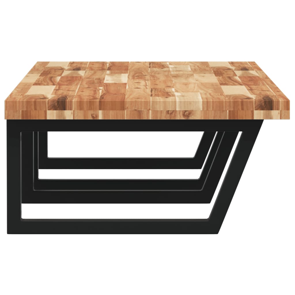 væghængt badeværelseshylde stål og massivt akacietræ