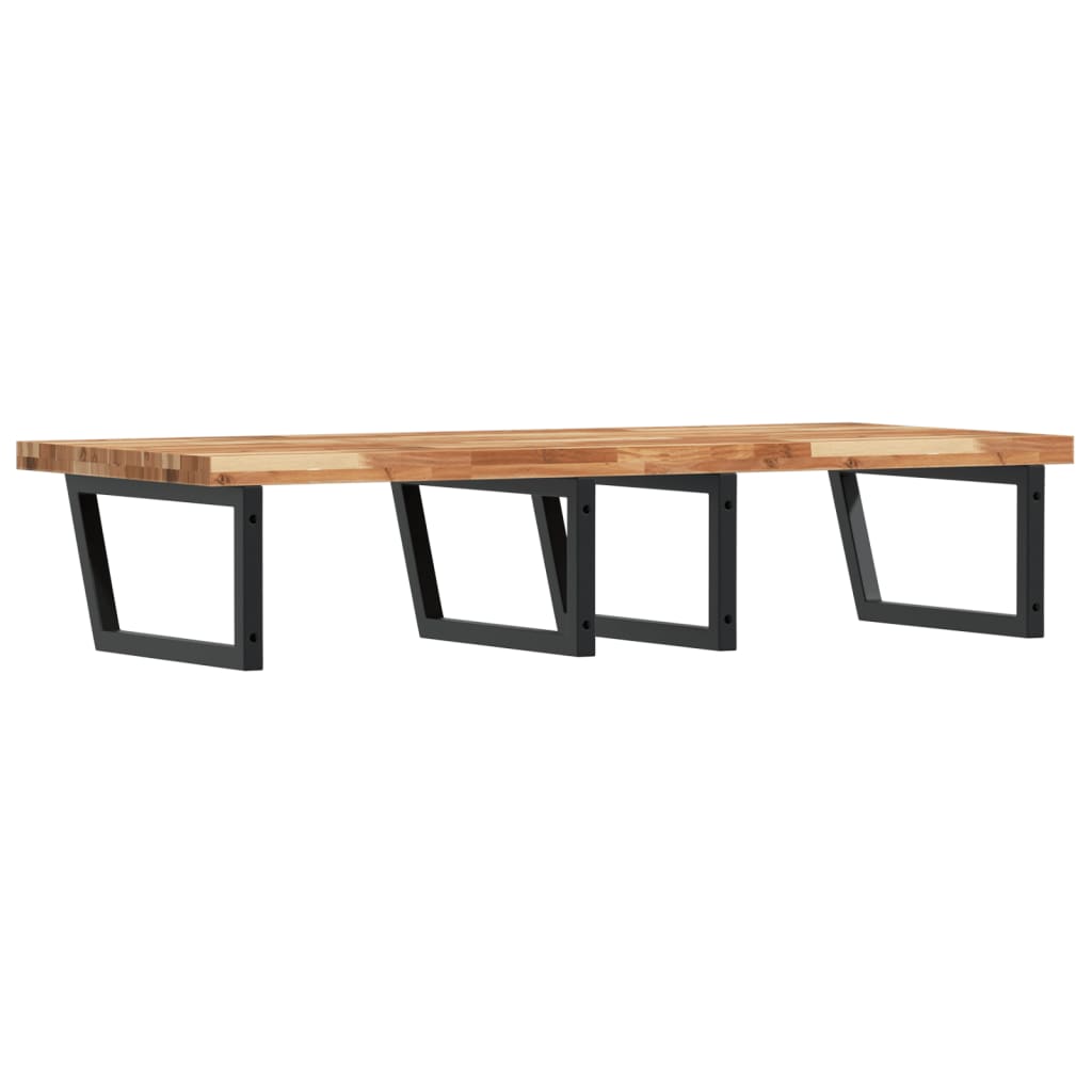 væghængt badeværelseshylde stål og massivt akacietræ