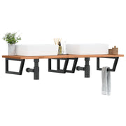 badeværelseshylde stål og massivt bøgetræ