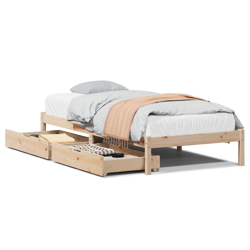 sengeramme uden madras 75x190 cm massivt fyrretræ
