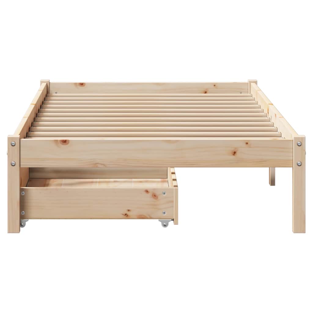 sengeramme uden madras 75x190 cm massivt fyrretræ