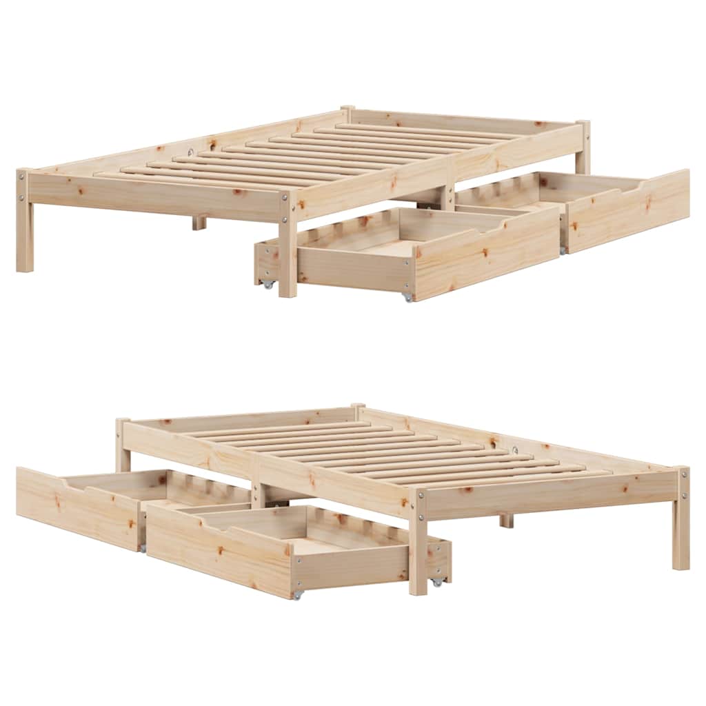 sengeramme uden madras 75x190 cm massivt fyrretræ