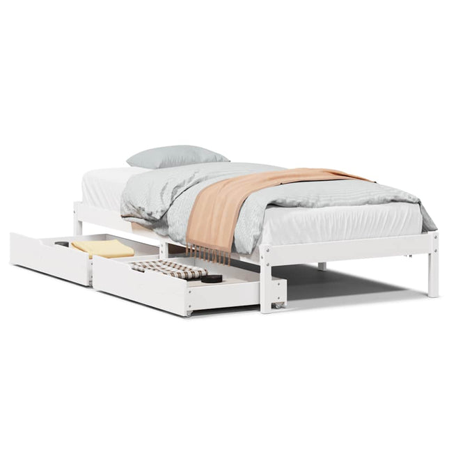 sengeramme uden madras 75x190 cm massivt fyrretræ hvid