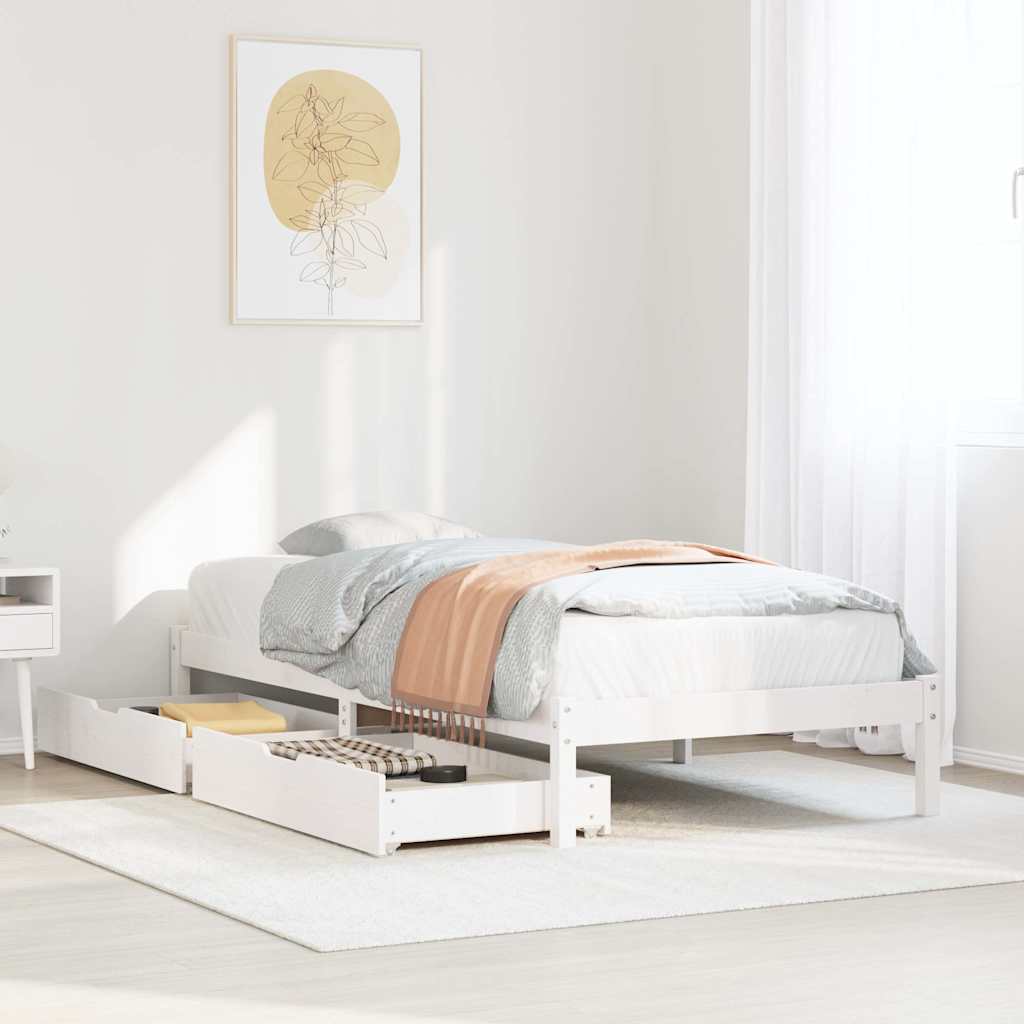 sengeramme uden madras 90x190 cm massivt fyrretræ hvid