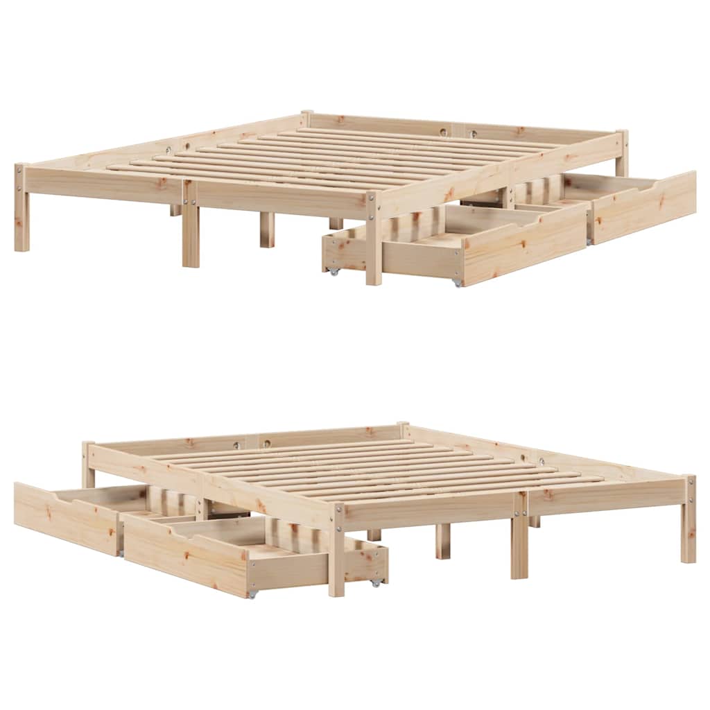 sengeramme uden madras 120x190 cm massivt fyrretræ