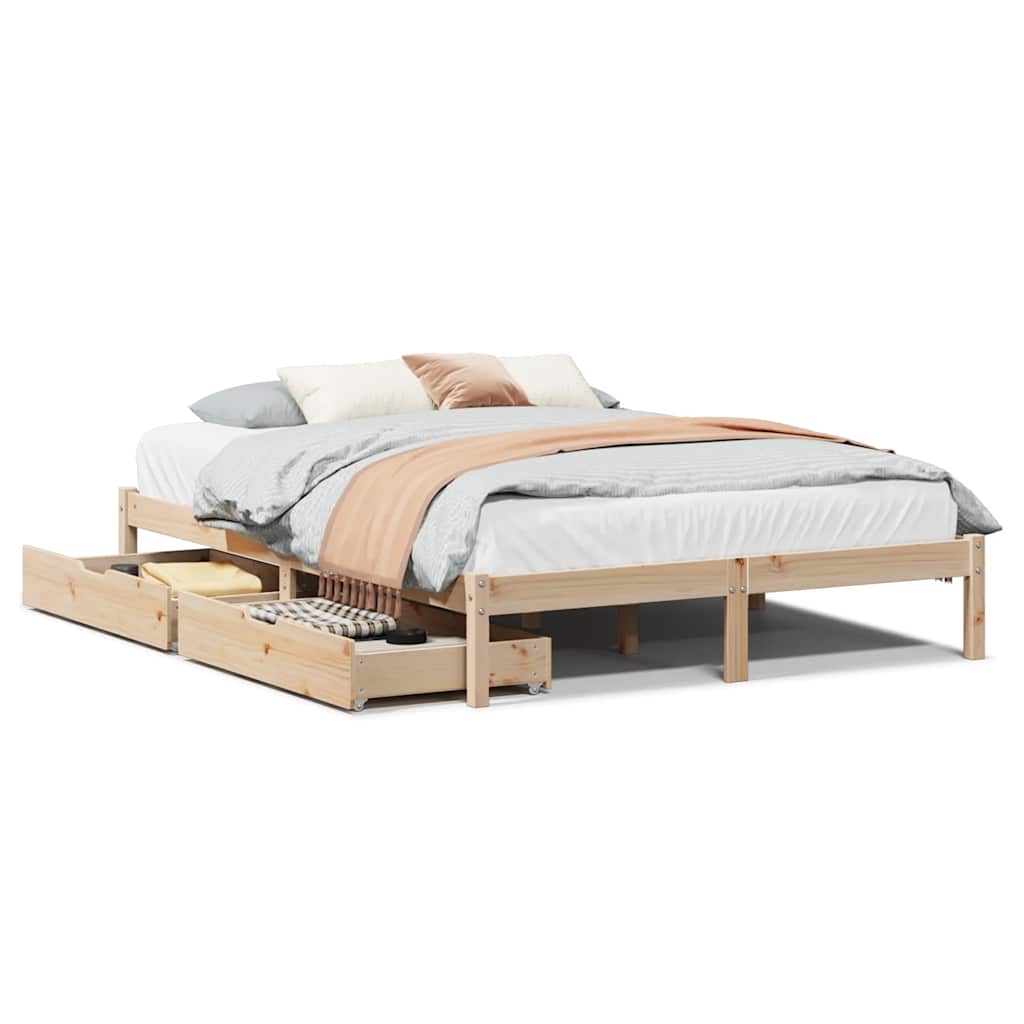 sengeramme uden madras 135x190 cm massivt fyrretræ hvid