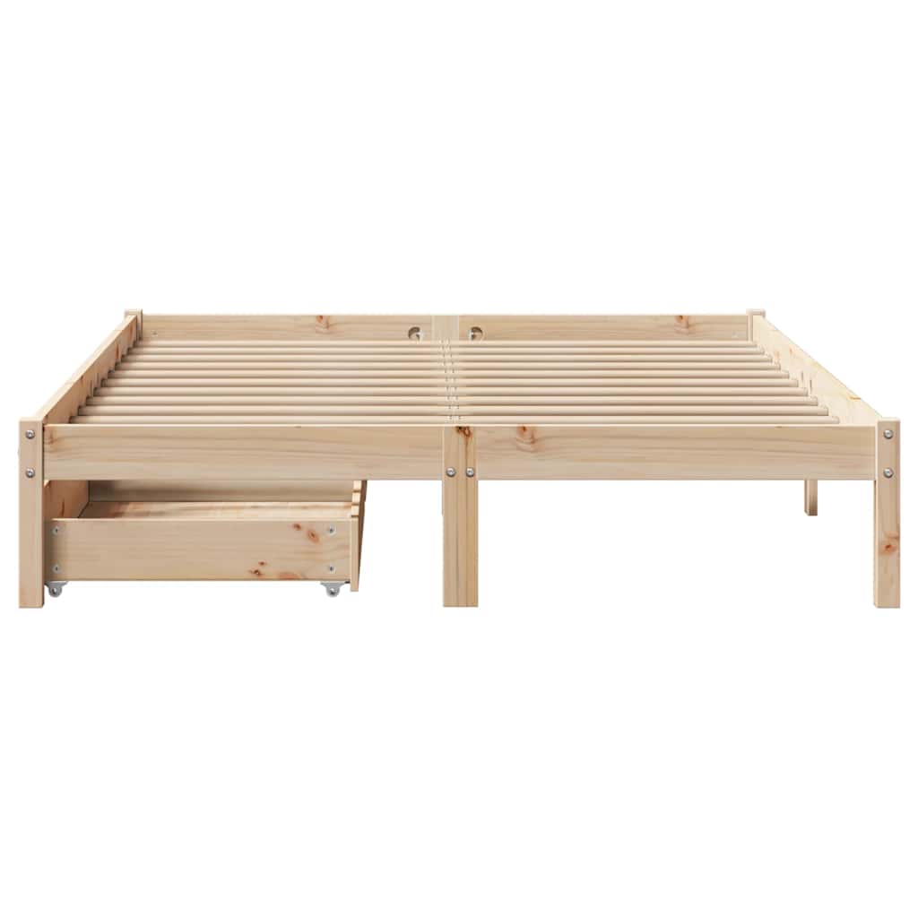 sengeramme uden madras 135x190 cm massivt fyrretræ hvid