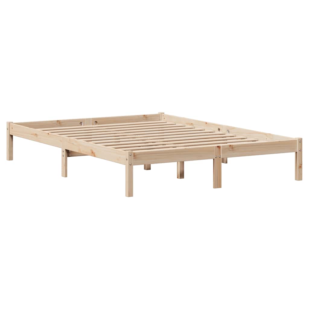 sengeramme uden madras 135x190 cm massivt fyrretræ hvid