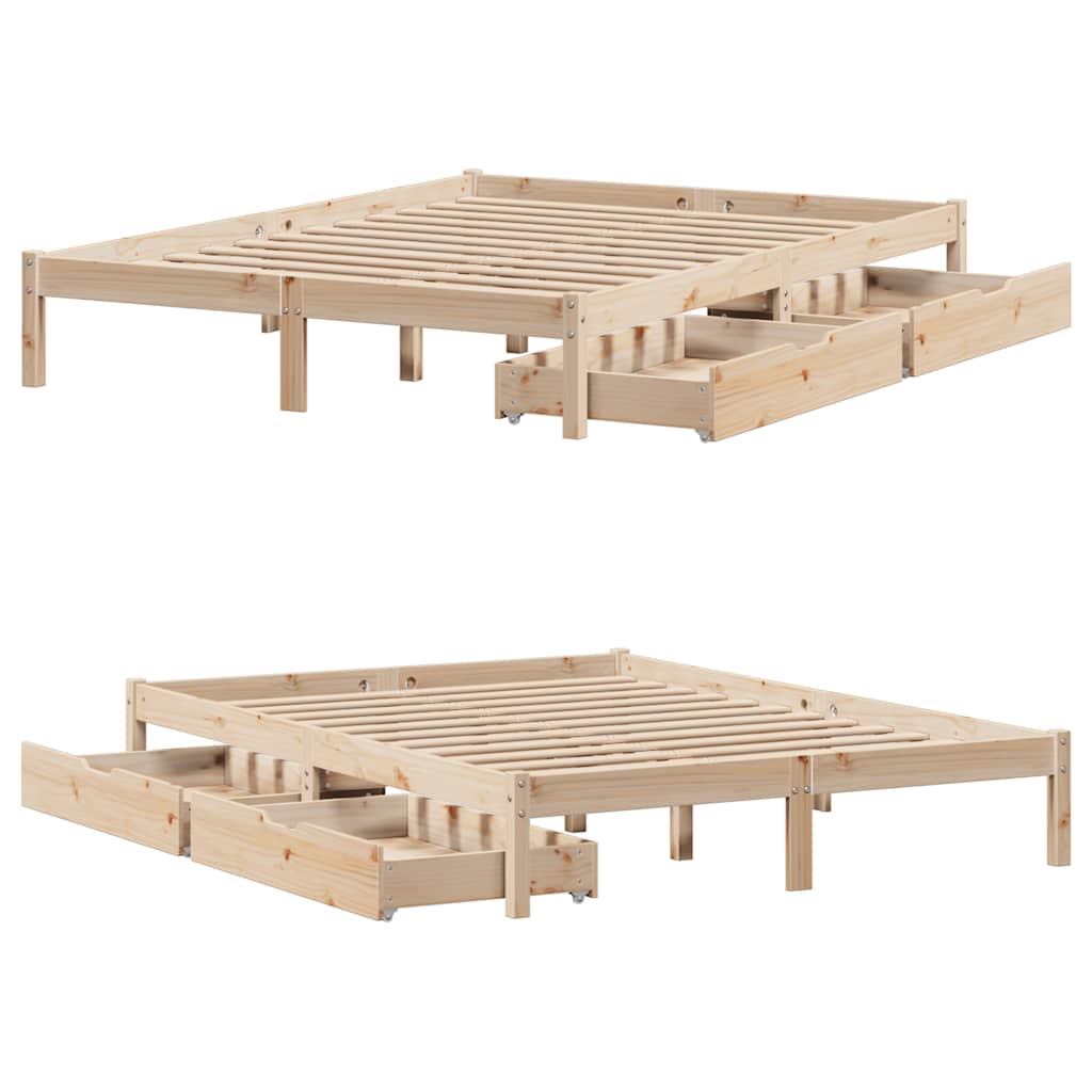 sengeramme uden madras 135x190 cm massivt fyrretræ hvid