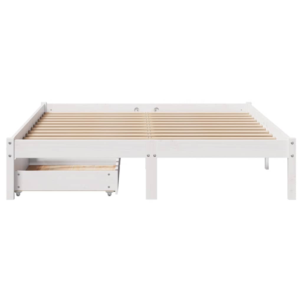 sengeramme uden madras 135x190 cm massivt fyrretræ hvid