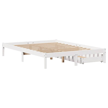 sengeramme uden madras 135x190 cm massivt fyrretræ hvid