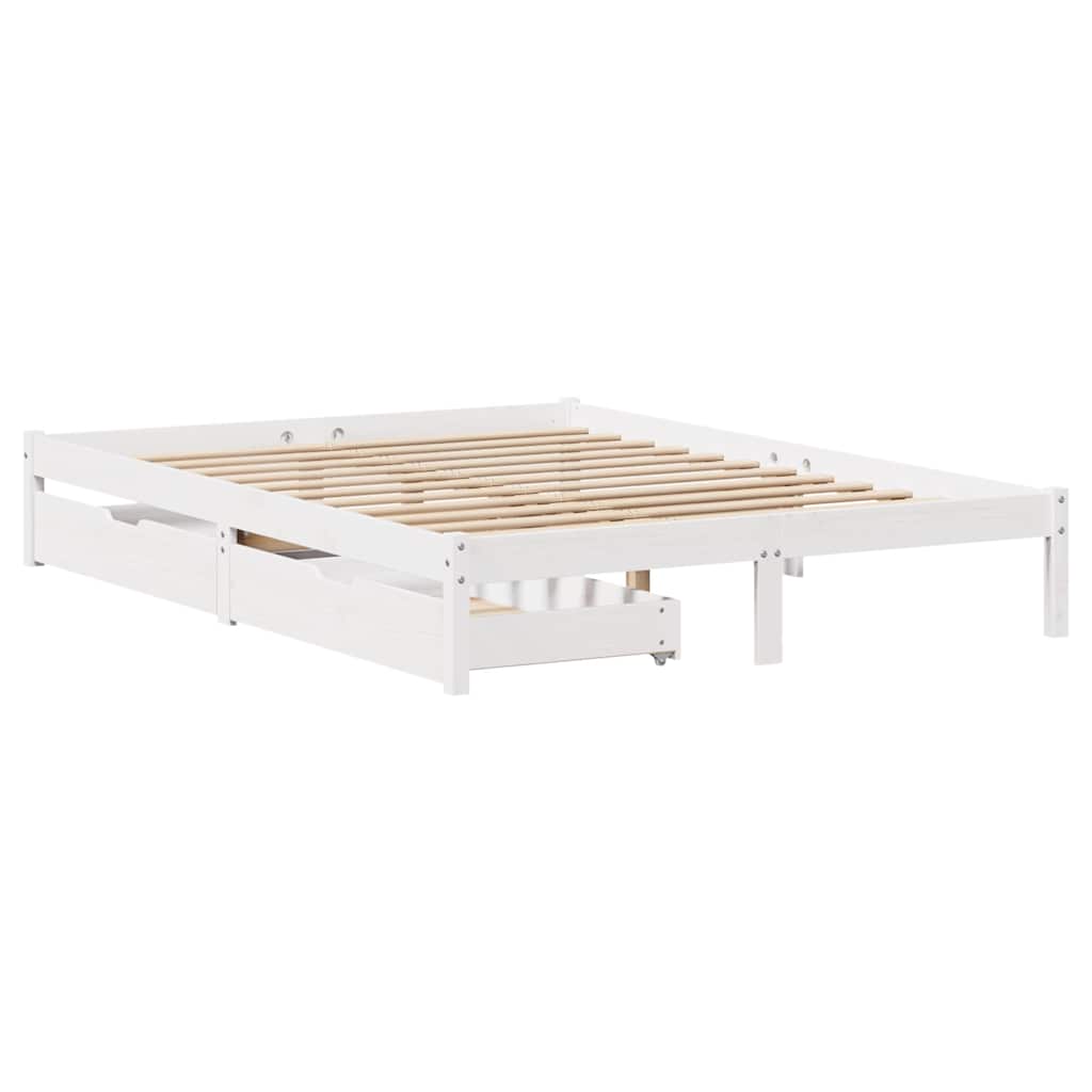 sengeramme uden madras 140x190 cm massivt fyrretræ hvid